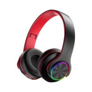 Casti fara fir, conexiune Bluetooth, cu lumini multicolore, pliabile, universale pentru telefoane mobile, negru - Img 1
