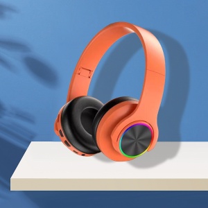 Casti fara fir, conexiune Bluetooth, cu lumini multicolore, pliabile, universale pentru telefoane mobile, portocaliu - Img 3