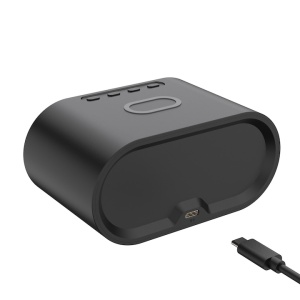 Ceas de masa, cu suprafata de incarcare a dispozitivelor WI-FI, monitorizare temperaturii, afisare a timpului, alarma, din PVC, negru - Img 4