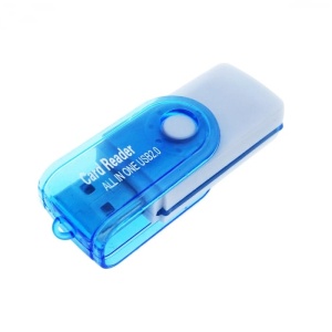 Cititor USB 2.0 pentru carduri de memorie MicroSD, SDHC, M2, MMC, cu capac rotativ, albastru - Img 1
