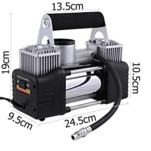Compresor auto, 2 cilindri, 200 PSI, 85 l/min, cu carcasa din aliaj cu aripioare ptr disiparea caldurii, argintiu/negru - Img 2