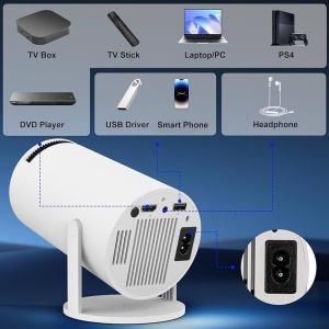 Consola de gaming cu videoproiector, 4k, cu telecomanda, WiFi, bluetooth, auto corectie imagine, difuzor incorporat, HDMI, USB, alb - Img 3