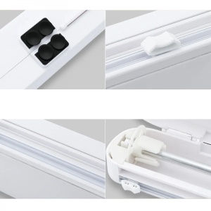 Dispenser pentru folia alimentara cu lama de taiere, dimensiuni 37 x 6.2 x 5.2 cm, buton de taiere in doua directii, ventuze de prindere, alb - Img 3