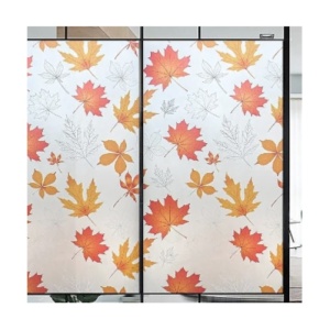 Folie autocolanta pentru geam, model frumze de toamna, dimensiuni 45 X 500 cm, usor de aplicat si intretinut, rosu/transparent - Img 2