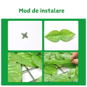 Gard viu artificial decorativ, frunze verzi naturale, dimensiuni 3m x 1m, verde deschis, ideal pentru decorarea gradinii, balconului, gardurilor sau teraselor, usor de montat, design realist pentru un aspect mereu proaspat si elegant - Img 3