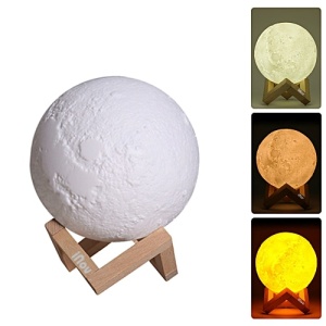 Lampa de veghe cu umidificator de aromaterapie, Luna iNOV Moon 3D, 880 ml, 13 cm, lumina 3 culori + stand lemn - Img 2