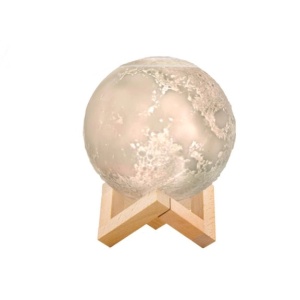 Lampa de veghe cu umidificator, Luna Moon 3D, Aromaterapie, 880ml, lumina 3 culori + stand lemn - Img 1
