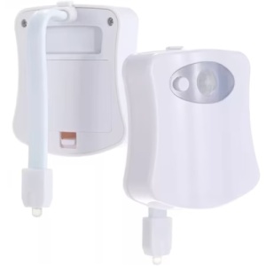 Lampa LED pentru toaleta, senzor miscare/lumina, cu 8 culori, din plastic, alb - Img 4