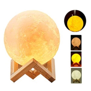 Lampa Luna cu umidificator 3D 15 CM LED, Stand Lemn, Alb Cald si Rece, Intensitate Reglabila, FOXMAG24® - Img 2