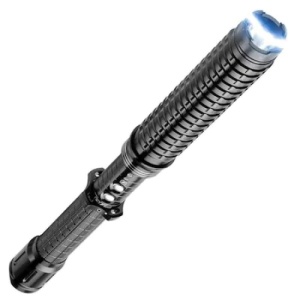 Lanterna tip baston, cu electrosoc, din aluminiu, lungime 35cm, puterea electrosocului 10.000Kw, se alimenteaza cu 2 acumulatori, negru - Img 1