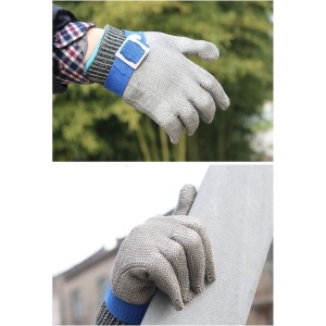 Manusi de protectie, din zale de inox, rezistente la taieturi, intepaturi, ajustabile, unisex, gri - Img 4