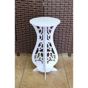 Masuta de cafea, fixa, din MDF, cu elemente decorative, dimensiuni 75 X 36 cm, alb - Img 2