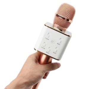 Microfon Karaoke Wireless FOXMAG24, cu Bluetooth si boxa inclusa, autonomie 3-5h, Rose Gold - Img 4