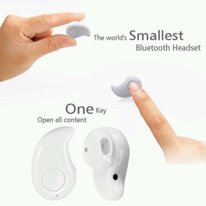 Mini casca Bluetooth MRG 10m invizibila Handsfree Alb A2DP - Img 2