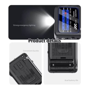 Mini radio portabil, putere 3W, FM, AM, SW, alimentare baterii, lumina led, snur pentru transport, negru - Img 3