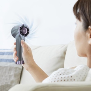 Mini ventilator portabil, cu 3 trepte de viteza, maner ergonomic, afisaj LCD, incarcare USB rapida, gri antracit - Img 2