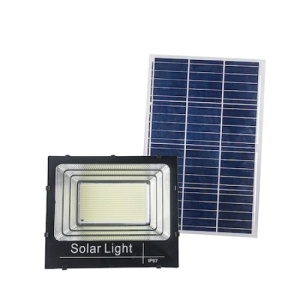 Proiector solar FOXMAG24, 100w, lumina rece, rezistenta la apa, cu telecomanda, negru - Img 1