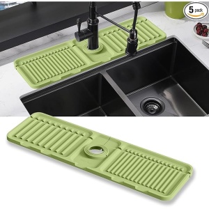 Protectie chiuveta silicon, auto-drenanta, usor de curatat si intretinut, multifunctional, de protectie impotriva stropilor, verde - Img 2