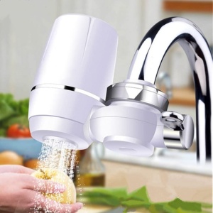 Purificator pentru apa, cu robinet si filtru, atasabil pe chiuveta, din metal si plastic, alb - Img 1