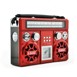 Radio portabil, Bluetooth, AM/FM, conectivitate USB, Retro, card de memorie, rosu - Img 3