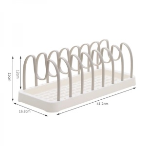 Scurgator/suport pentru scurgere capace si vase, reglabil, 7 separatoare, dimensiuni 41.2 (L) cm x 16.8 (l) cm x 15 (H) cm, din plastic, alb - Img 4