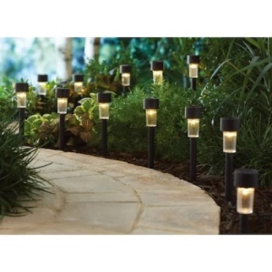 Set 10 lampi solare, pentru gradina, tip tarus, inaltime 30cm, negru - Img 3