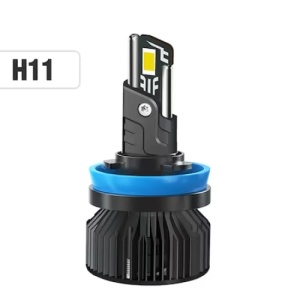 Set 2 becuri LED H11, 180W, Canbus, 60mm, fara eroare, 23000Lm, 6000K, T55 mini, durata de viata 50.000 de ore, negru - Img 3