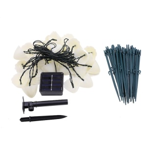 Set 20 de lampi solare, tip cipercuta, cu panou solar separat, fixare de tip tarus, pentru gradine, rezistent la apa si inghet, alb/negru - Img 4