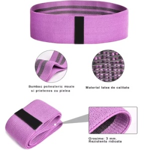 Set 3 benzi elastice pentru fitness, cu 3 niveluri de rezistenta, confectionate din material textil - Img 4