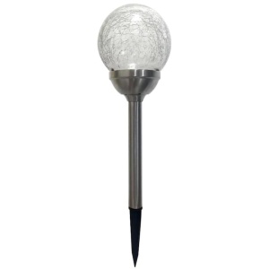Set 4 lampi solare pentru gradina, tip sfera, dimensiuni 40 x 10 cm, cu fixare tip tarus, senzor de lumina, alb - Img 1