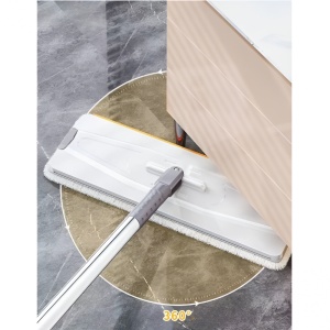 Set mop si galeata, cu doua cuve pentru spalare si uscare, 2 lavete de mop incluse, mâner telescopic, din metal si plastic, crem - Img 5