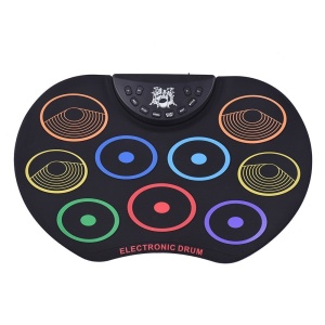Set Tobe electronice digitale din Silicon cu pedale de picior, USB 9 USB 9 Padu-ri de tobe colorate, Negru - Img 3
