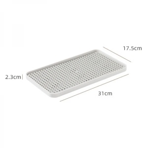 Suport pentru scurgere pahare/tacamuri, dimensiuni 31 x 17.5 x 2.3 cm, din silicon, antiderapant, se curata usor, alb - Img 3