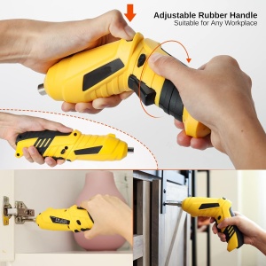 Surubelnita electrica, fara fir, cu acumulator, include 45 de biti, 1 tija de extensie, cutie pentru transport, cablu de incarcare, galben/negru - Img 3