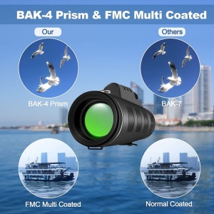 Telescop monocular HD 40*60, rezistent la praf si apa, compatibil smartphone, din plastic rezistent, negru - Img 2