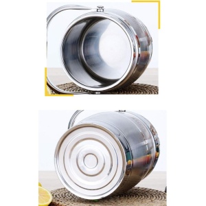 Termos alimentar, pentru lichide si solide, cu 2 straturi, capacitate 2L, din inox, cu capac etans, argintiu - Img 4