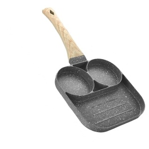 Tigaie cu 2 forme pentru oua si mini grill, antiaderenta, cu maner rece, compatibila cu toate sursele de caldura, gri - Img 2