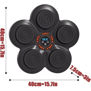 Tinta de antrenament pentru box, dimensiuni 40X40cm, Incarcare USB, Bluetooth, pentru copii si adulti, cu difuzor incorporat, montabil pe perete, negru - Img 2