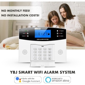 Alarma fara fir, control vocal, Wifi GSM 4G, memento prin SMS, notificare pe telefon, afisaj de 2.4 inchi, alb - Img 2