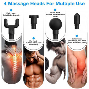 Aparat de masaj FOXMAG24®, Fascial Gun, anticelulitic, 4 capete interschimbabile, 6 trepte de viteza, Acumulator Li-Ion - Img 2