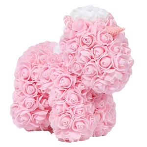 Aranjament floral din spuma, tip unicorn, lucrat manual, dimensiune 25 cm, roz - Img 4