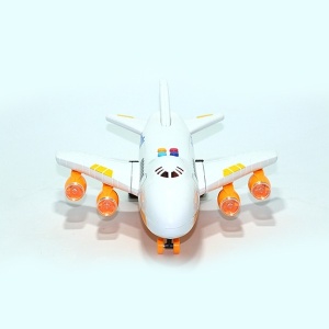 Avion de jucarie, cu telecomanda, sunete si lumini, functioneaza cu baterii, din ABS, alb - Img 4
