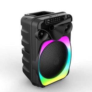 Boxa portabila cu lumini RGB, putere 10-30W, MP3, USB, bluetooth, TF, slot microfon, karaoke, acumulator, negru - Img 3
