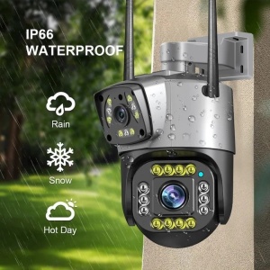 Camera de supraveghere dubla, WIFI, 4G, Full HD, cu alarma integrata, detectare umana, de exterior, rezistenta la apa, recunoastere amprentei, audio bidirectional - Img 2