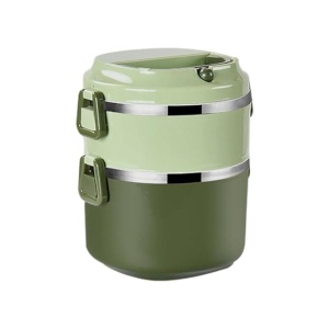 Caserola din otel inoxidabil, cu 2 compartimente pentru separarea mancarii, capacitate totala 1, 4L, verde - Img 1