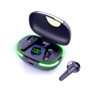 Casti bluetooth, cu afisaj LED si calitate audio superiora, sunet clar, lumina pentru respiratie, asistent vocal, autonomie mare a bateriei, negru - Img 1