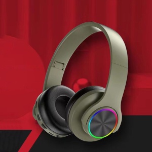 Casti fara fir, conexiune Bluetooth, cu lumini multicolore, pliabile, universale pentru telefoane mobile, verde - Img 3