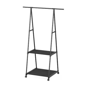 Cuier pentru haine, prevazut cu suport pentru pantofi, inaltime 160 cm, din otel, negru - Img 3