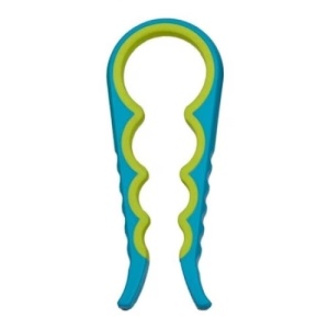 Desfacator capace borcane si sticle, din plastic, cu 4 dimensiuni, cu sistem anti-alunecare, lungime 22.5 cm, albastru/galben - Img 1