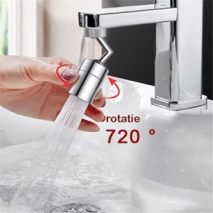 Extensie robinet cu filtrare, pivotant cu cot, cu doua moduri de stropire, rotire 720 de grade, argintiu - Img 3
